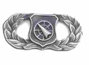 Air Force Basic Weapons Controller badge in old silver finish