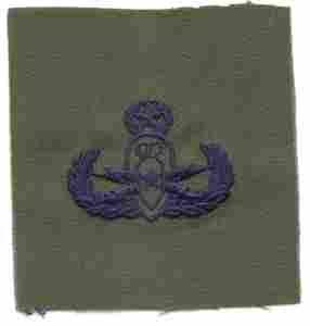 AIR FORCE MASTER EXPLOSIVE ORDENANCE BADGE IN SUBDUED CLOTH - Saunders Military Insignia