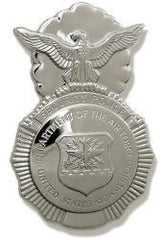 Air Force Security Police Badge In Chrome Finish 2.5" in overall size - Saunders Military Insignia
