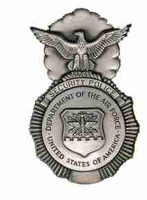 Air Force Security Police Shirt Badge in old silver finish