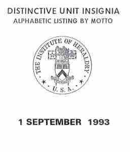 Alphabetic Listing by Motto of Distinctive Unit Insignia Soft Cover - Saunders Military Insignia