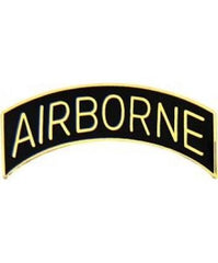 Army Airborne tab in gold and black metal - Saunders Military Insignia