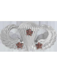 Army Basic Combat Parachute Badge with 3 stars - Saunders Military Insignia