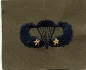 Army Basic Parachutist badge with 2 Jumps. Sew on subdued cloth.
