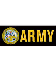 Army Logo gold on black bumper sticker - Saunders Military Insignia