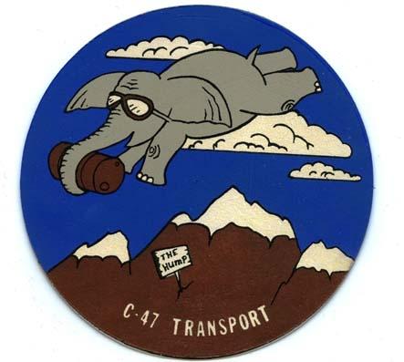 C 47 Hump Transport Patch, leather, handpainted