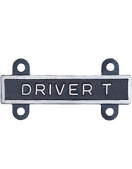 DRIVER T or DRIVER TRACKED qualification bar in silver oxidize metal