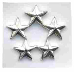 General 5 Star Silver metal rank insignia
