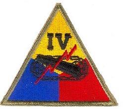IV Armored Corp Patch, Authentic WWII Repro Cut Edge