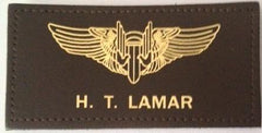 Leather Name Tag in Gold and Brown - Saunders Military Insignia