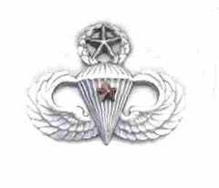 Master Parachutist Wing with 1 Combat Star in silver OX finish