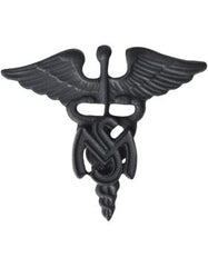 Medical Service Corp Officer Army branch of service badge in black metal