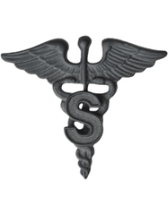 Medical Service MS Officer Army branch of service badge in black metal - Saunders Military Insignia