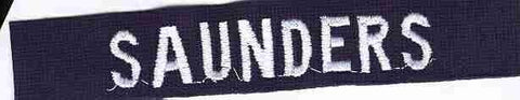 Navy Name Tape white on blue (Personalize)