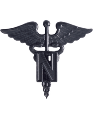 Nurse Officer Army branch of service badge in black metal