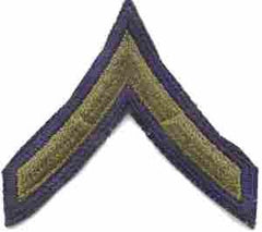 Private First Class on blue twill, Chevron, twill, blue - Saunders Military Insignia