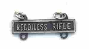 Recoilless Rifle Qualification Bar or Q Bar in silver oxide - Saunders Military Insignia