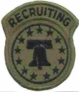 Recruiting patch with Tab, for the green subdued uniform