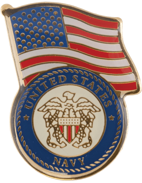 United States Navy With American flag metal pin