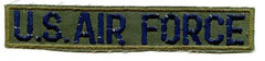 US Air Force Branch Tape in Green Subdued cloth with blue letters - Saunders Military Insignia