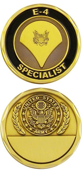 US Army E4 rank insignia challenge coin