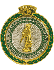US Army National Guard Recruiter Master Badge with gold/silver minuteman - Saunders Military Insignia