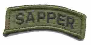 US Army Sapper Tab in green subdued