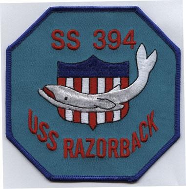 USS Razorback SS394 Navy Submarine Patch