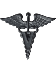 Veterinarian Officer Army branch of service badge in black metal - Saunders Military Insignia